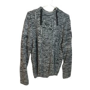 Darkblack Mens Sweater Hooded Grey Black Pattern Medium